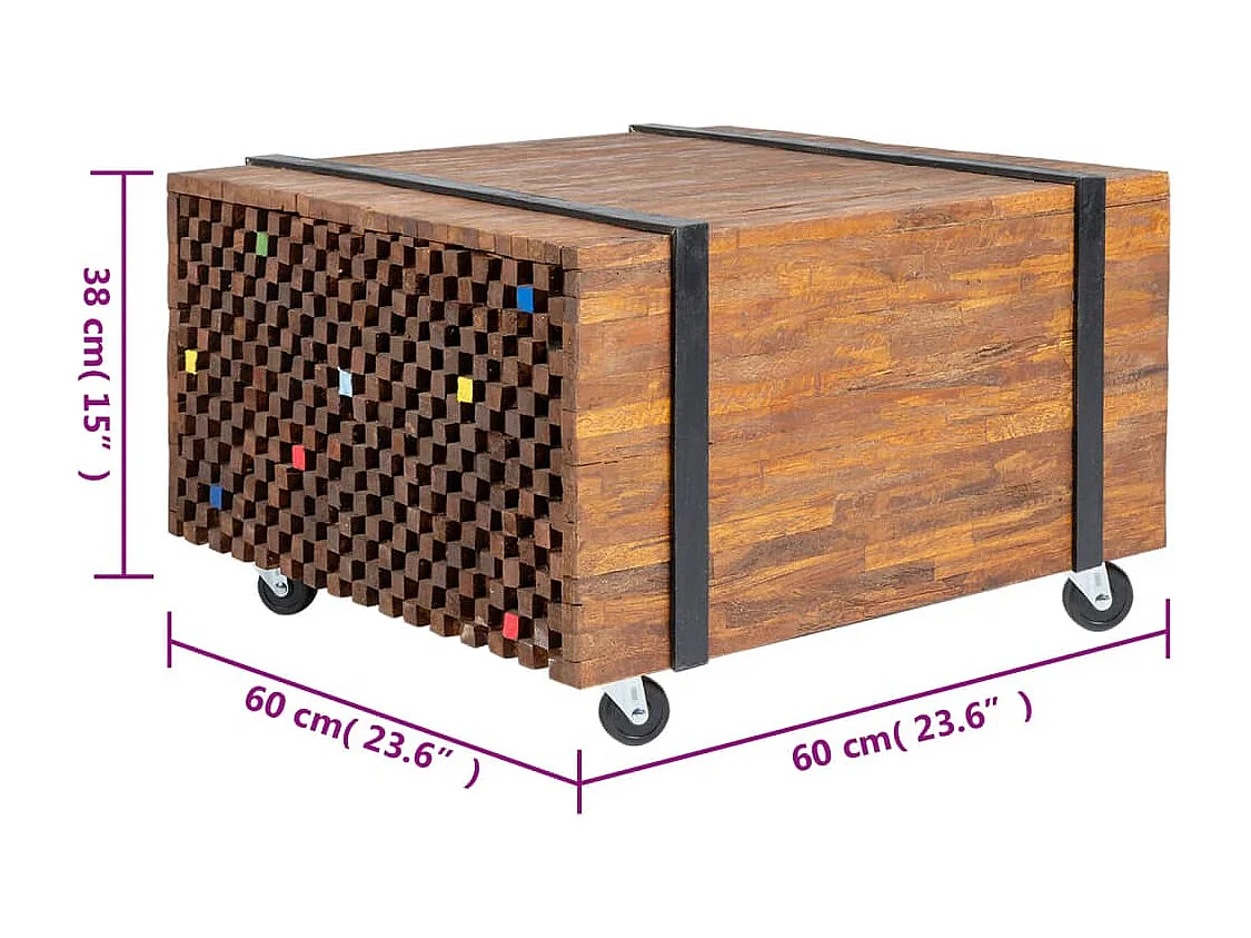 Bijzettafel teakhout 60x60x38 cm