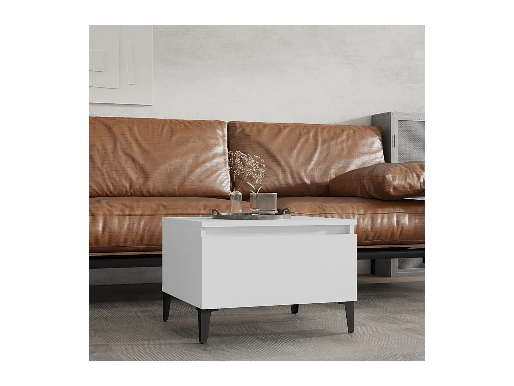 Table d'appoint Blanc 50x46x35 cm Bois d'ingénierie