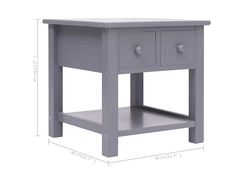 Table d'appoint Gris 40x40x40 cm Bois de Paulownia