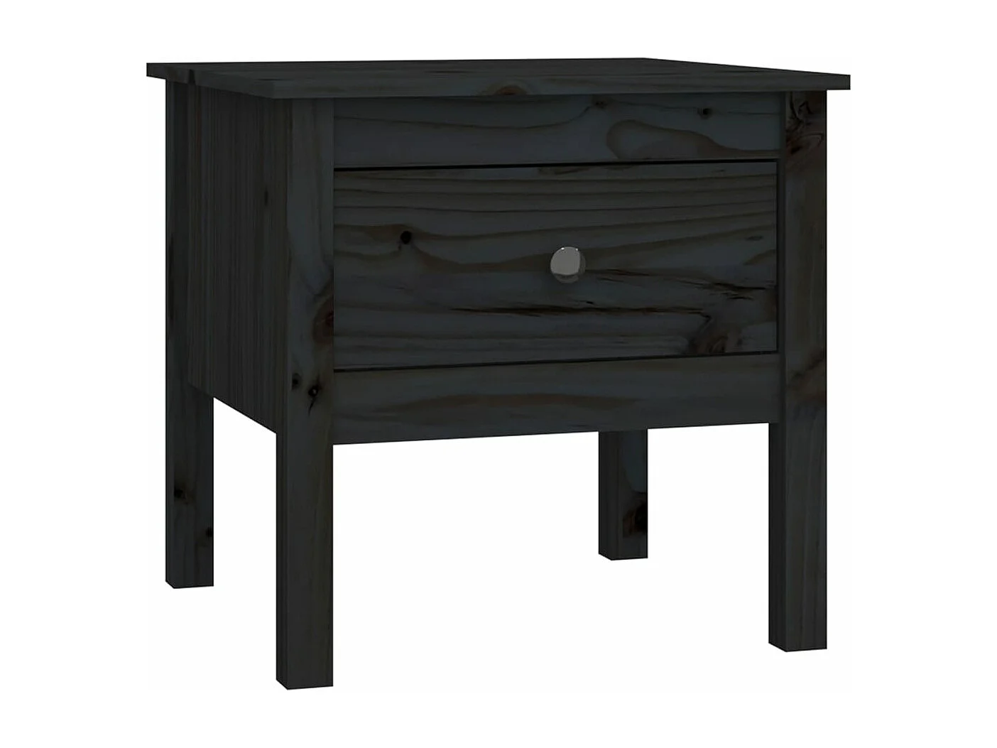 Mesa auxiliar de madera maciza de pino negro 50x50x49 cm