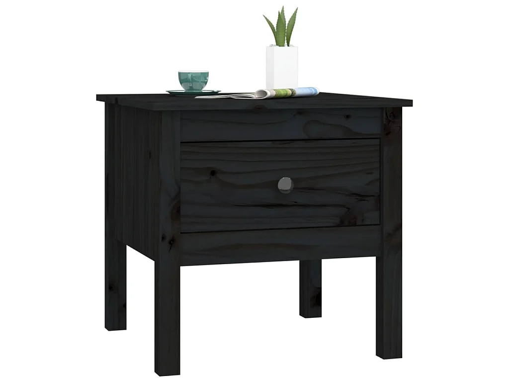 Table d'appoint Noir 50x50x49 cm Bois massif de pin
