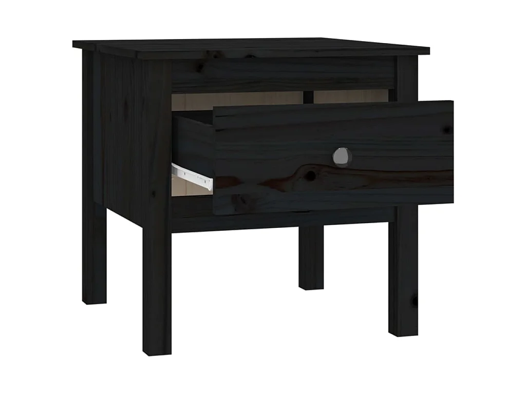 Table d'appoint Noir 50x50x49 cm Bois massif de pin