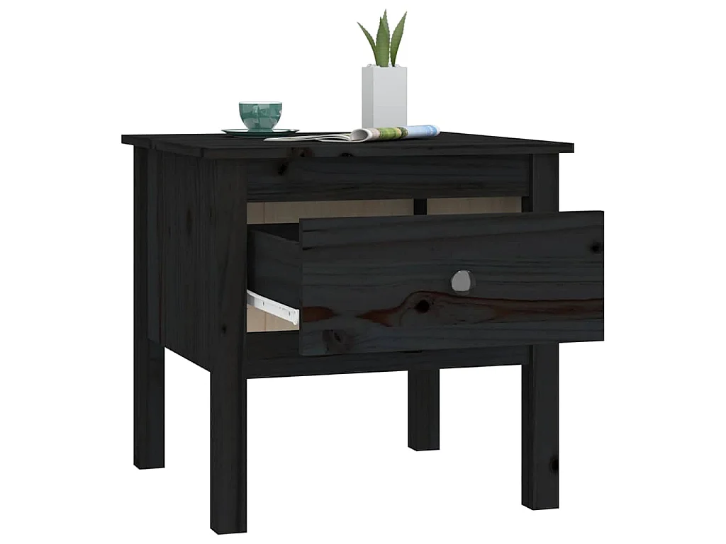 Mesa de apoio 50x50x49 cm pinho maciço preto