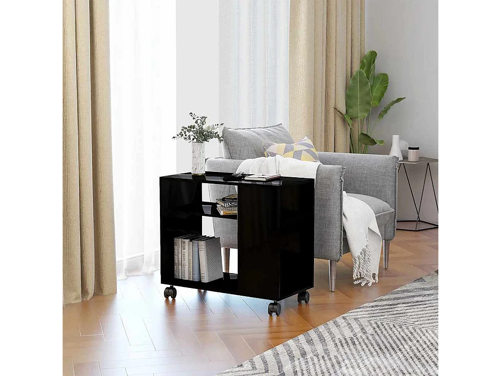 Table d'appoint Noir brillant 70x35x55 cm Bois d'ingénierie