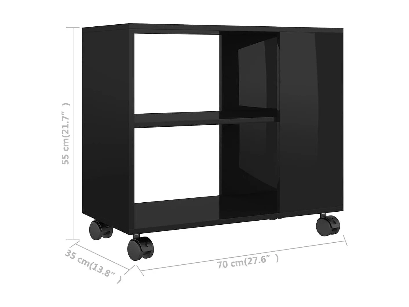 Table d'appoint Noir brillant 70x35x55 cm Bois d'ingénierie