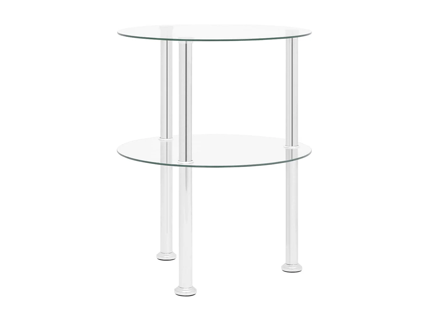 Beistelltisch mit 2 Ablagen Transparent 38 cm Hartglas