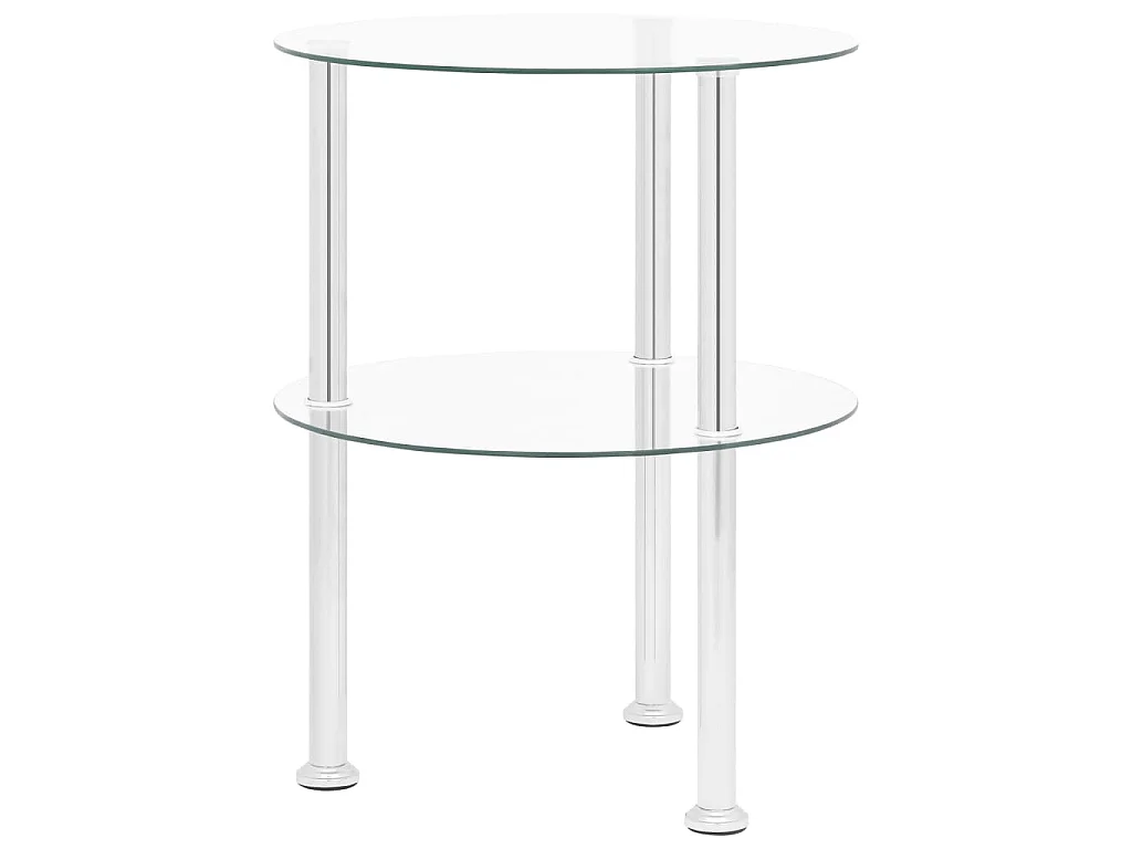 Table d'appoint 2 niveaux Transparent 38 cm Verre trempé