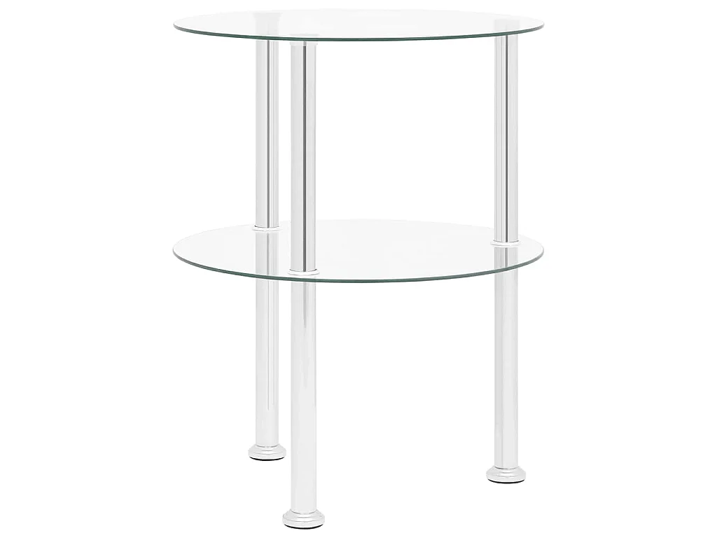 Table d'appoint 2 niveaux Transparent 38 cm Verre trempé