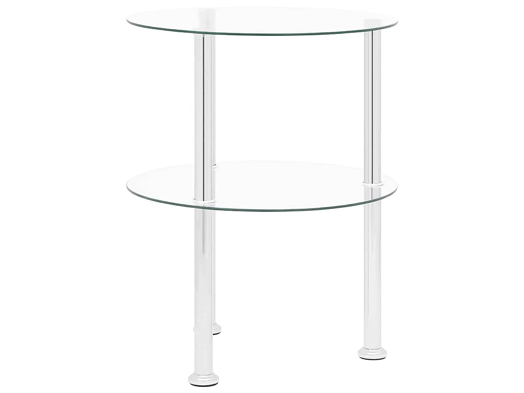 Mesa auxiliar 2 niveles vidrio templado transparente 38 cm