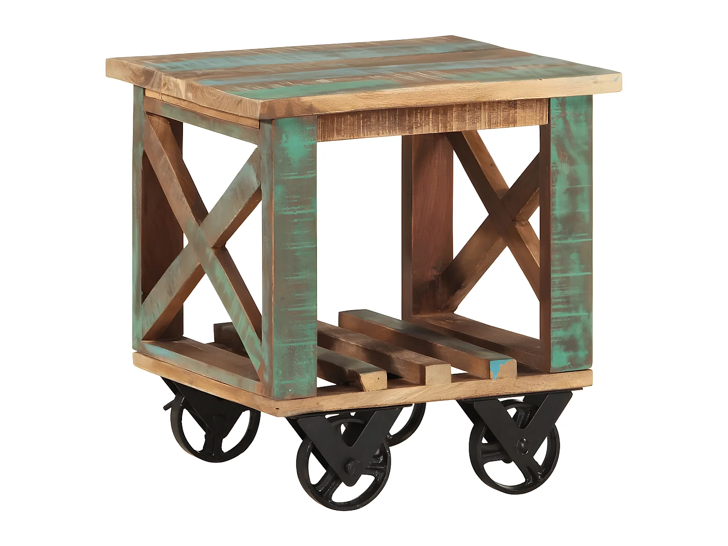 Table d'appoint avec roulettes 40x40x42 cm Bois de récupération