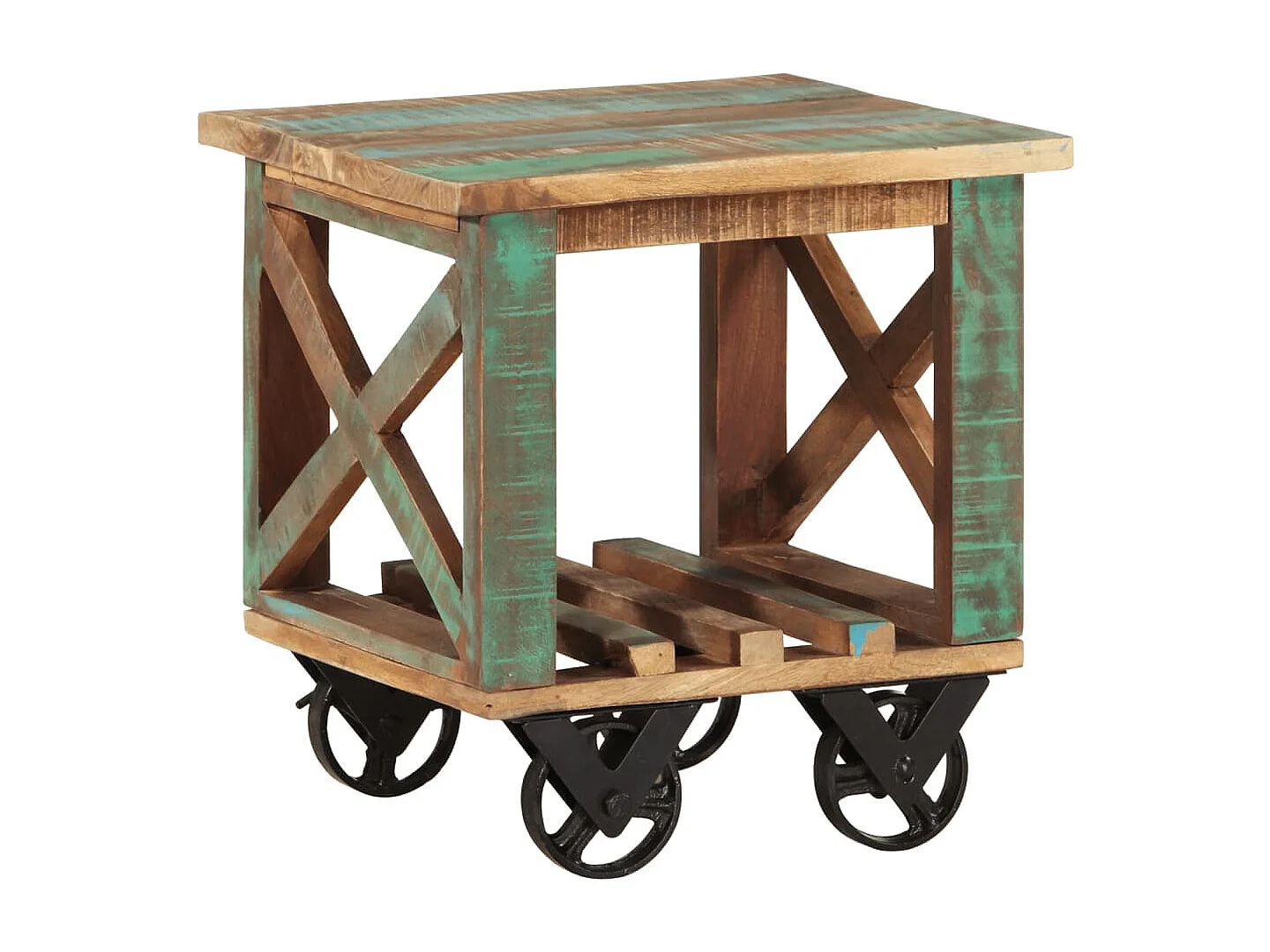 Table d'appoint avec roulettes 40x40x42 cm Bois de récupération