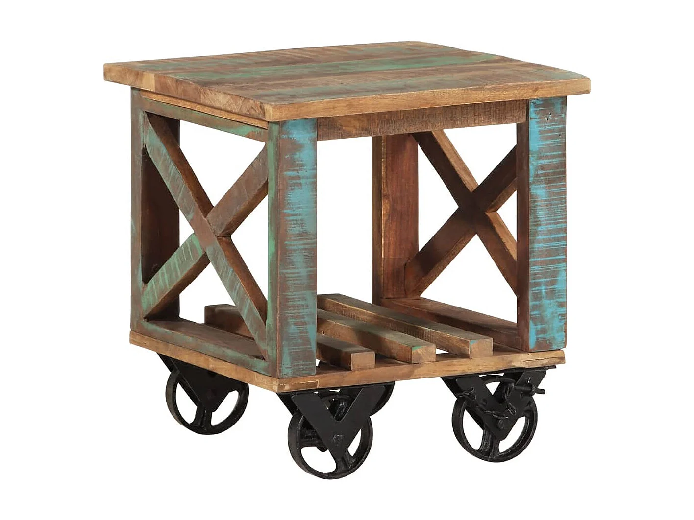 Table d'appoint avec roulettes 40x40x42 cm Bois de récupération