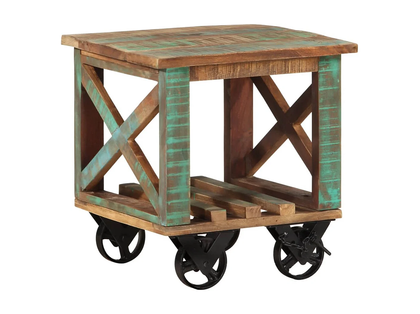 Table d'appoint avec roulettes 40x40x42 cm Bois de récupération