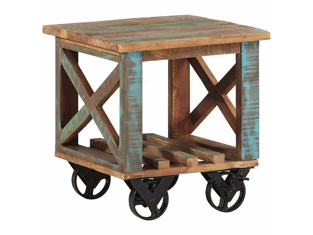 Table d'appoint avec roulettes 40x40x42 cm Bois de récupération