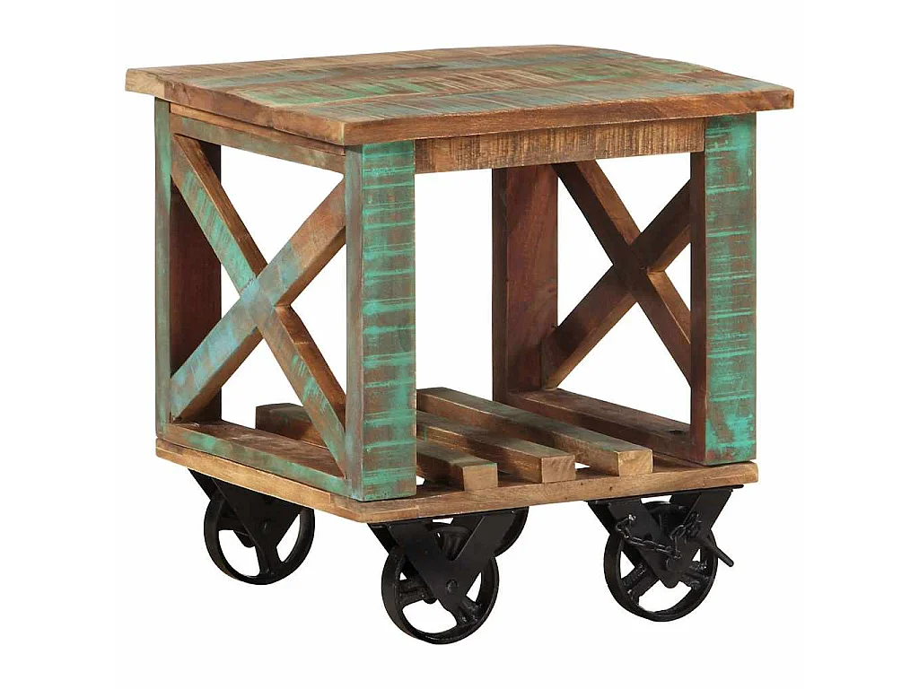 Table d'appoint avec roulettes 40x40x42 cm Bois de récupération