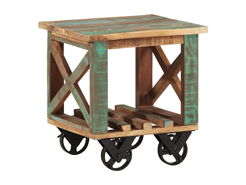 Table d'appoint avec roulettes 40x40x42 cm Bois de récupération