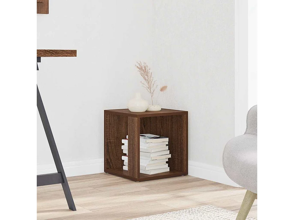 Mesa auxiliar madera contrachapada roble marrón 33x33x34,5 cm