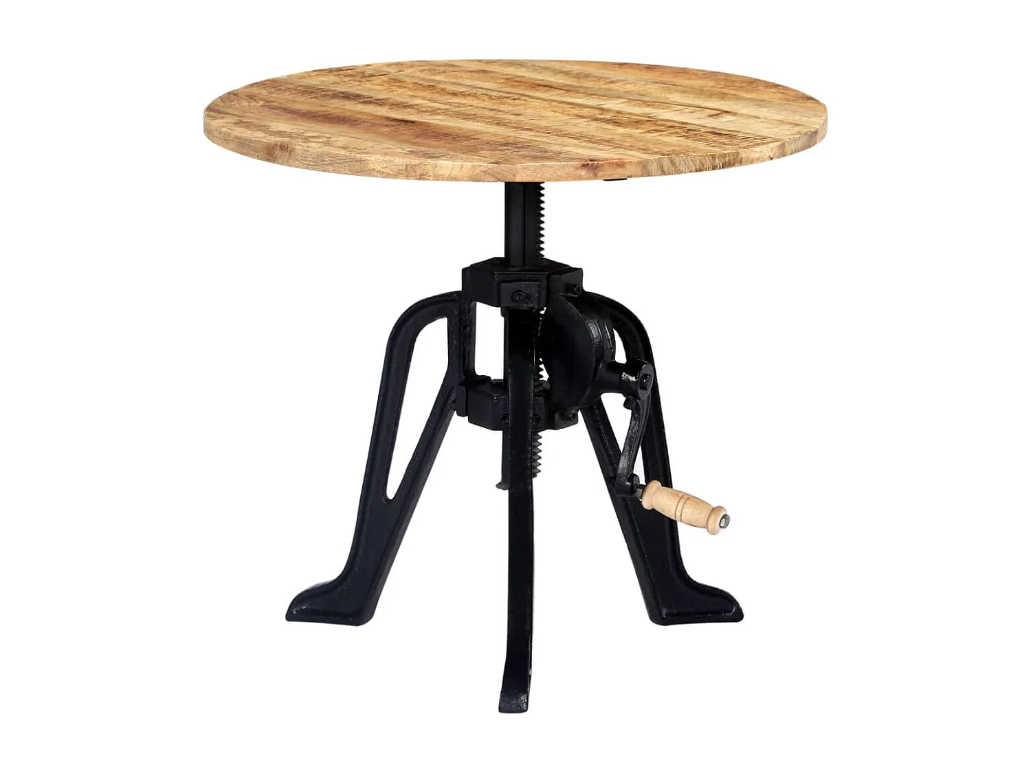 Mesa auxiliar madera de mango y hierro fundido 60x(46-63) cm