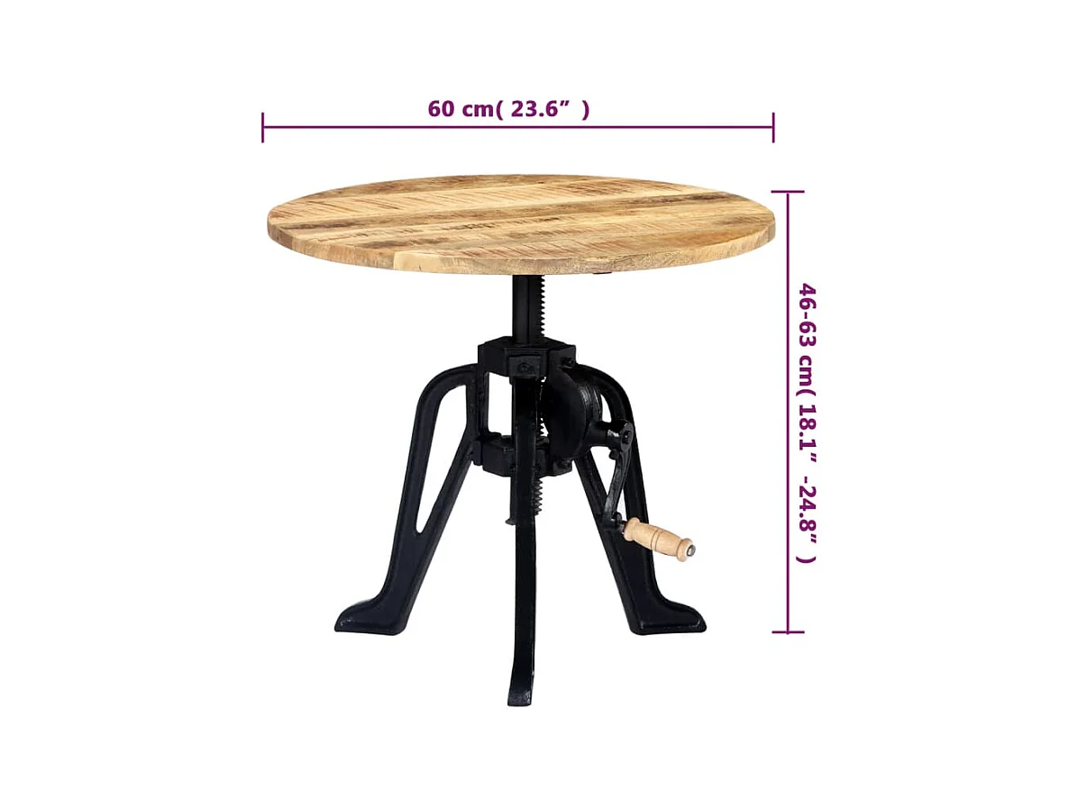 Beistelltisch 60×(46-63) cm Massivholz Mango und Gusseisen