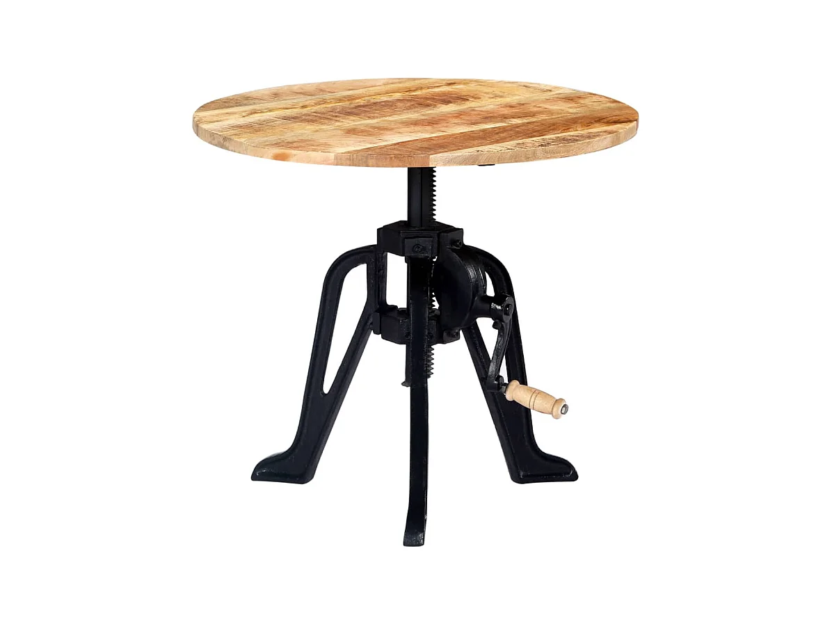 Beistelltisch 60×(46-63) cm Massivholz Mango und Gusseisen