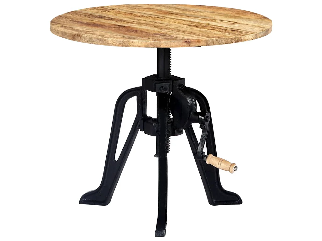 Mesa auxiliar madera de mango y hierro fundido 60x(46-63) cm