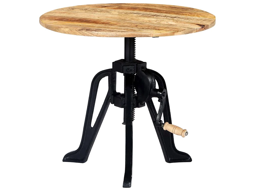 Mesa auxiliar madera de mango y hierro fundido 60x(46-63) cm