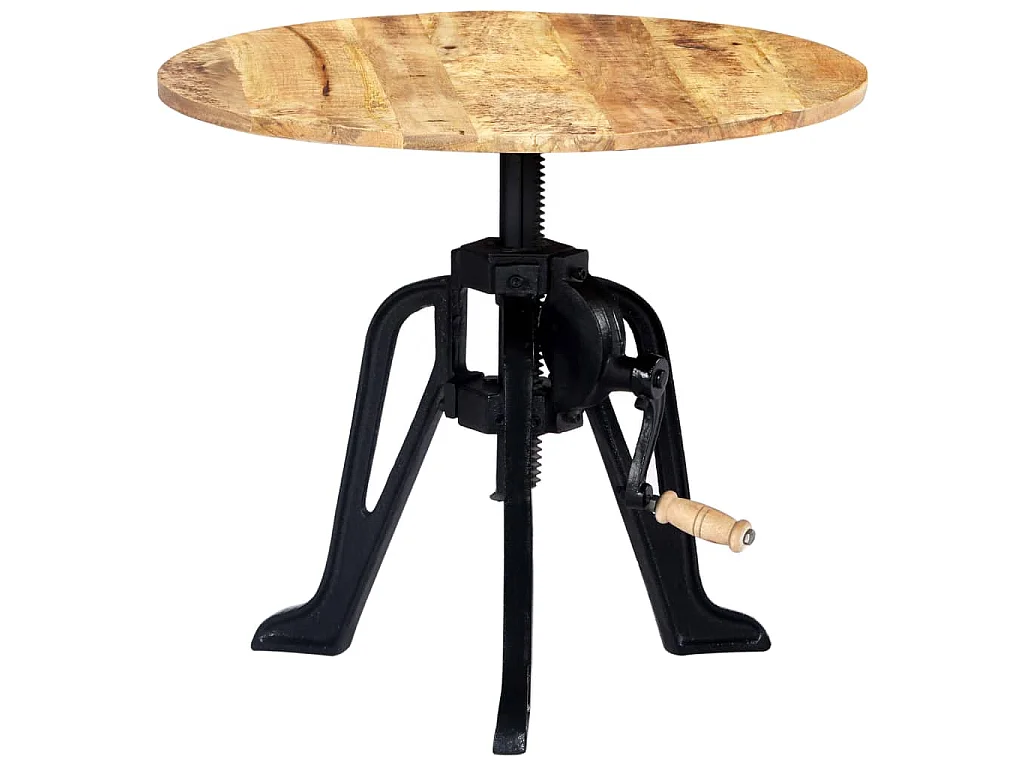 Mesa auxiliar madera de mango y hierro fundido 60x(46-63) cm