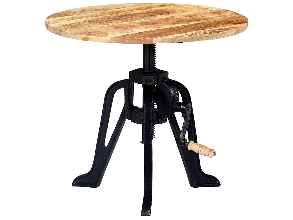 Mesa auxiliar madera de mango y hierro fundido 60x(46-63) cm