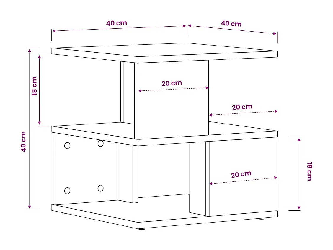 Tavolino Bianco 40x40x40 cm in Legno Multistrato