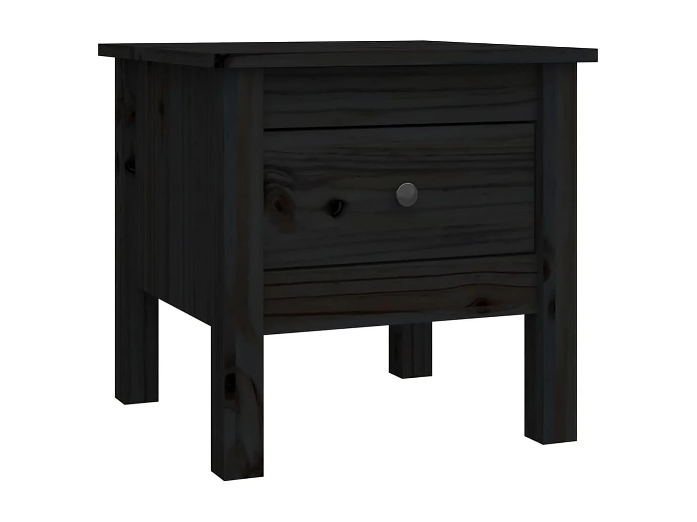 Mesa auxiliar de madera maciza de pino negro 40x40x39 cm
