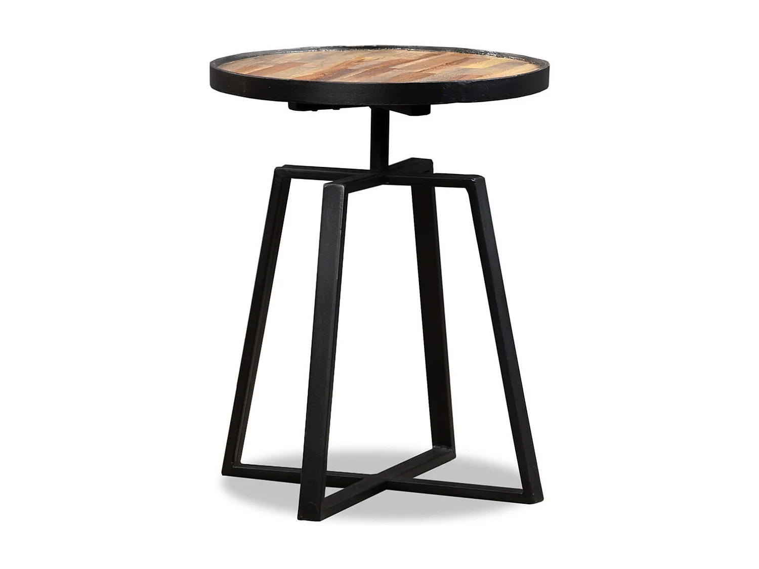 Table d'appoint ronde Teck massif de récupération