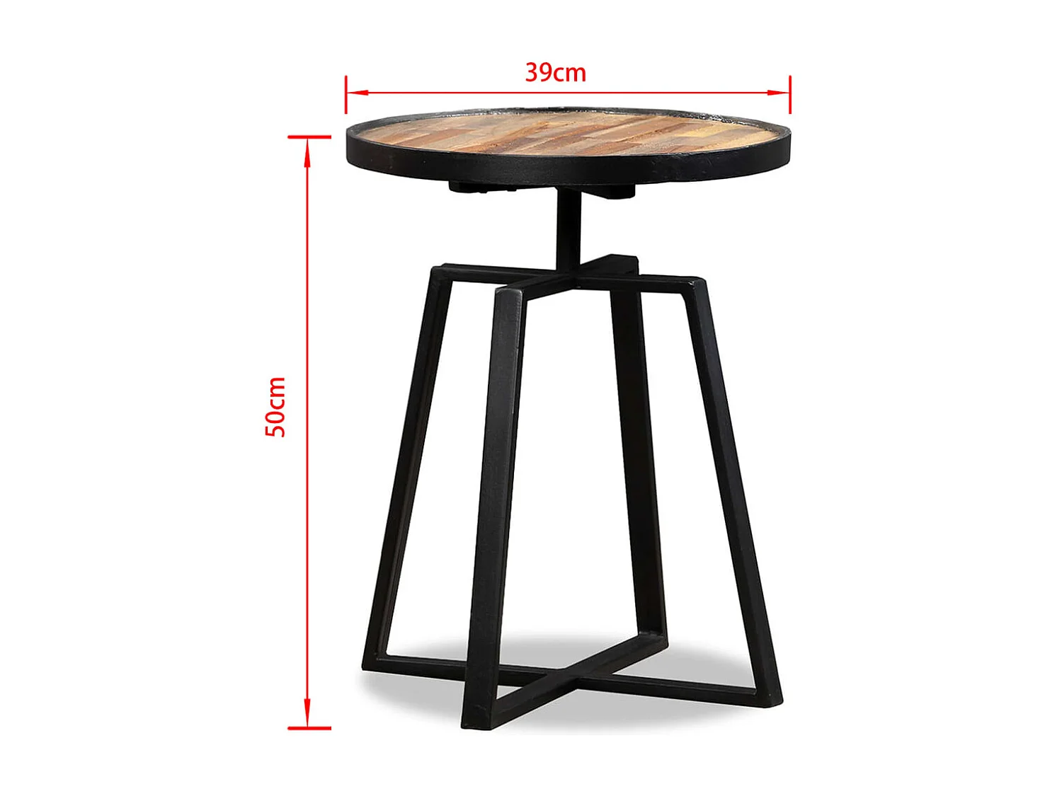Table d'appoint ronde Teck massif de récupération