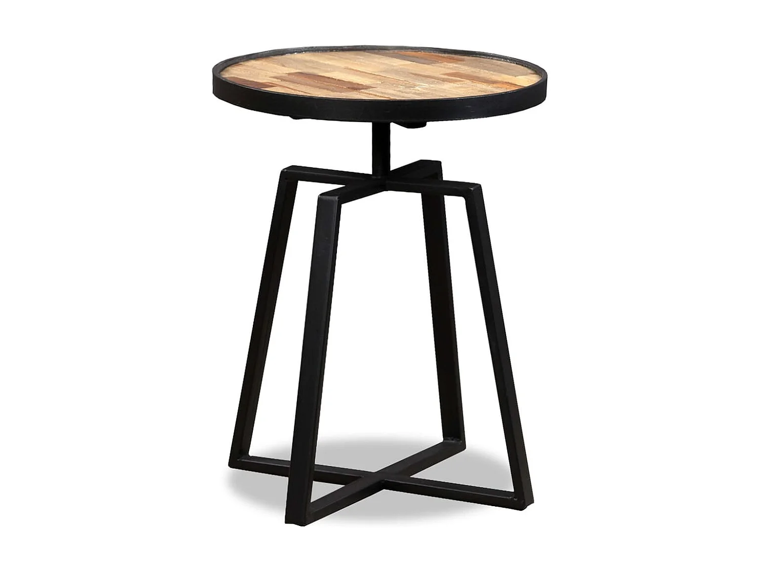 Table d'appoint ronde Teck massif de récupération