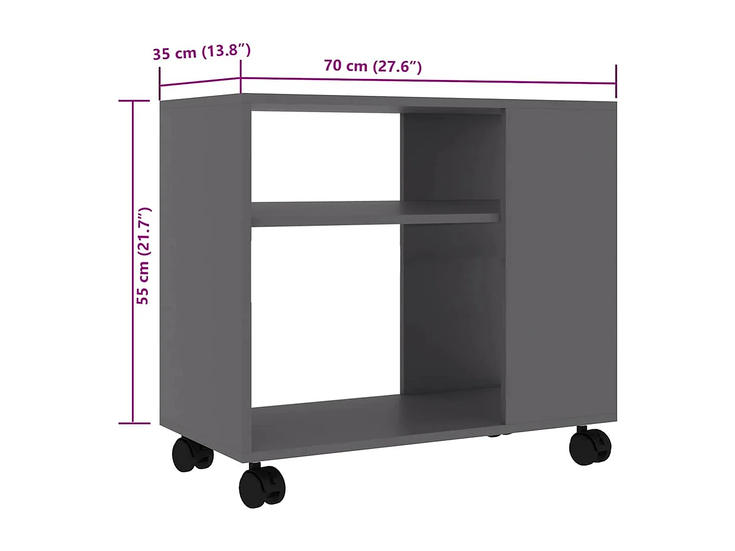 Table d'appoint Gris 70x35x55 cm Bois d'ingénierie