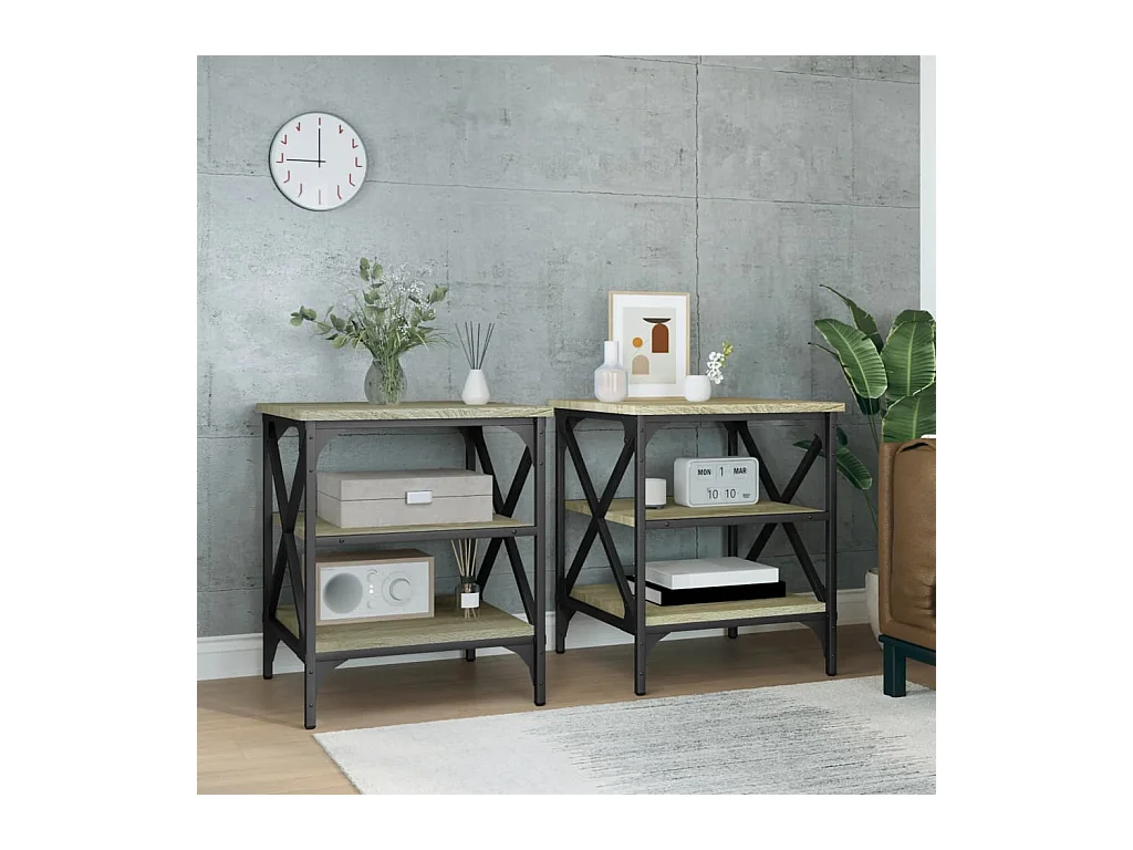 Tables d'appoint 2 pcs Chêne sonoma 40x42x50 cm Bois ingénierie