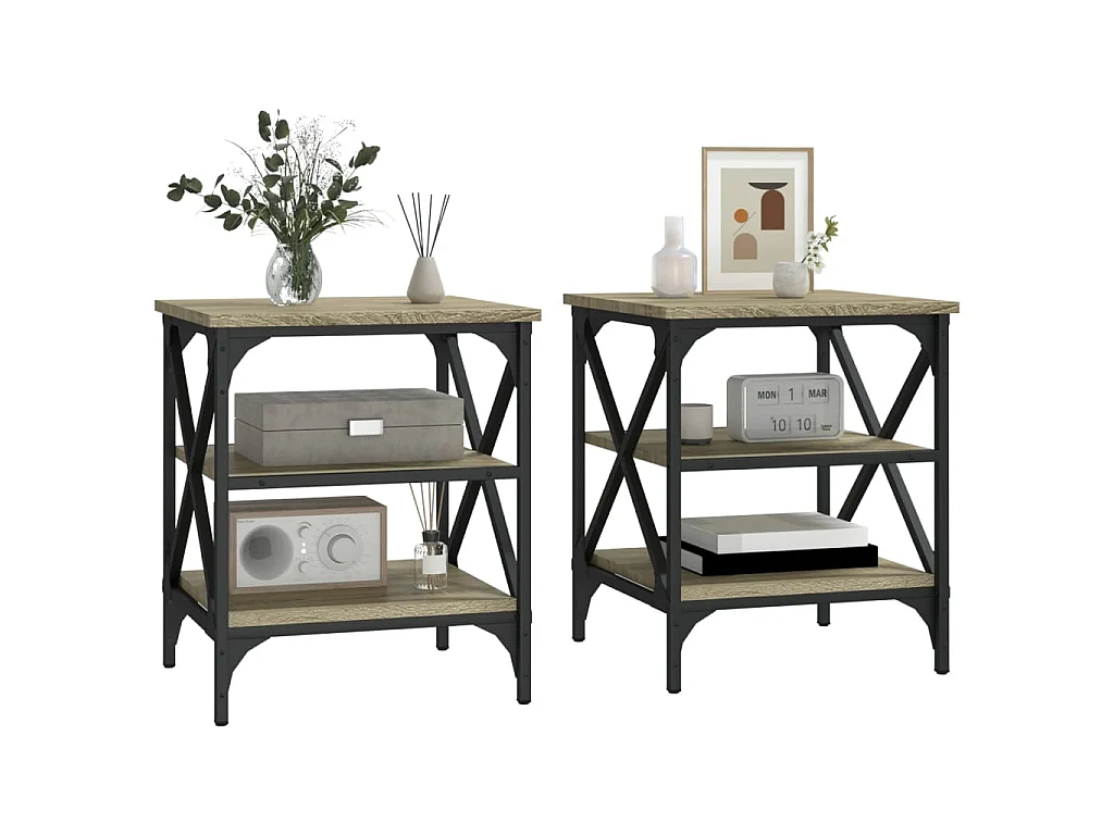 Tables d'appoint 2 pcs Chêne sonoma 40x42x50 cm Bois ingénierie