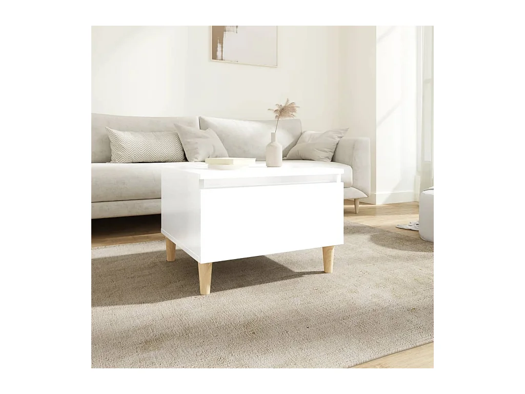 Table d'appoint Blanc brillant 50x46x35 cm Bois d'ingénierie