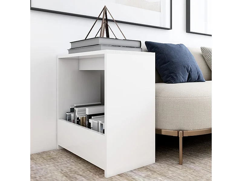 Tavolino Bianco 50x26x50 cm in Legno Multistrato