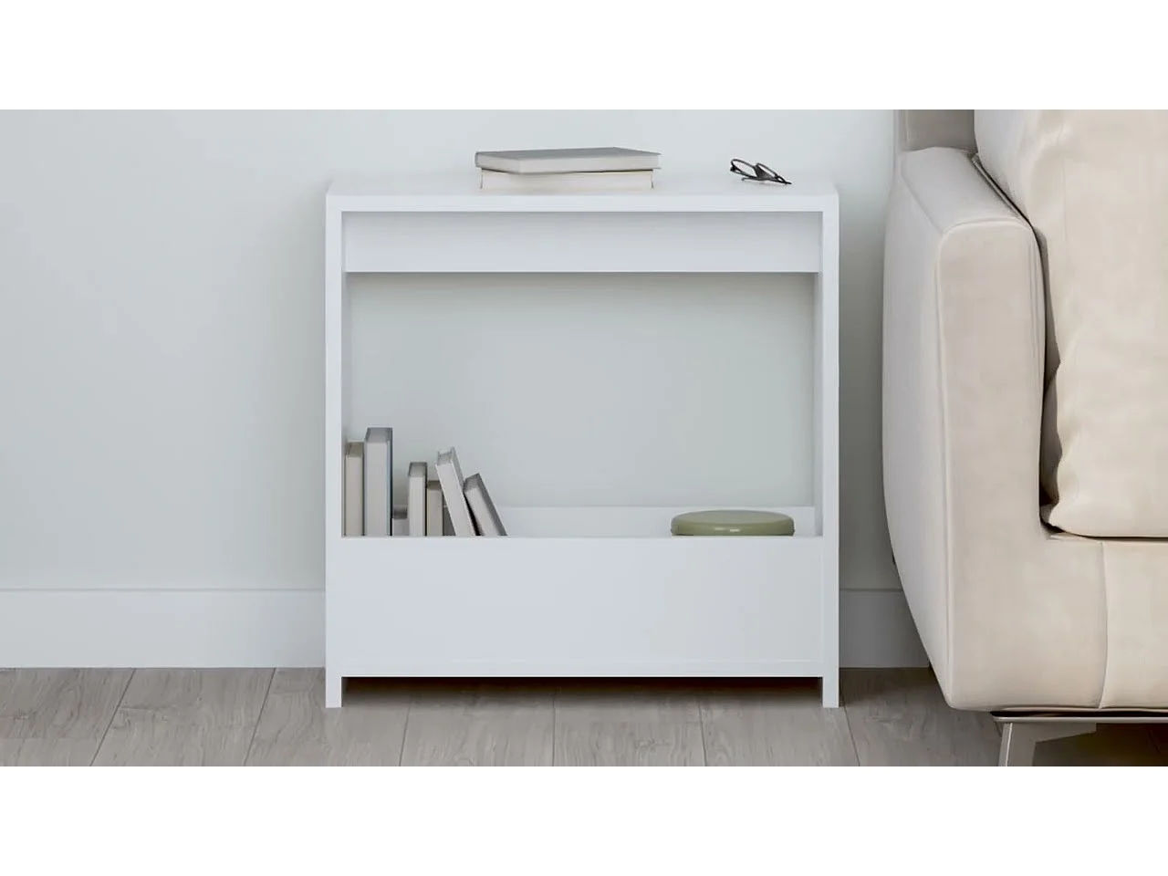 Table d'appoint blanc 50x26x50 cm bois d'ingénierie