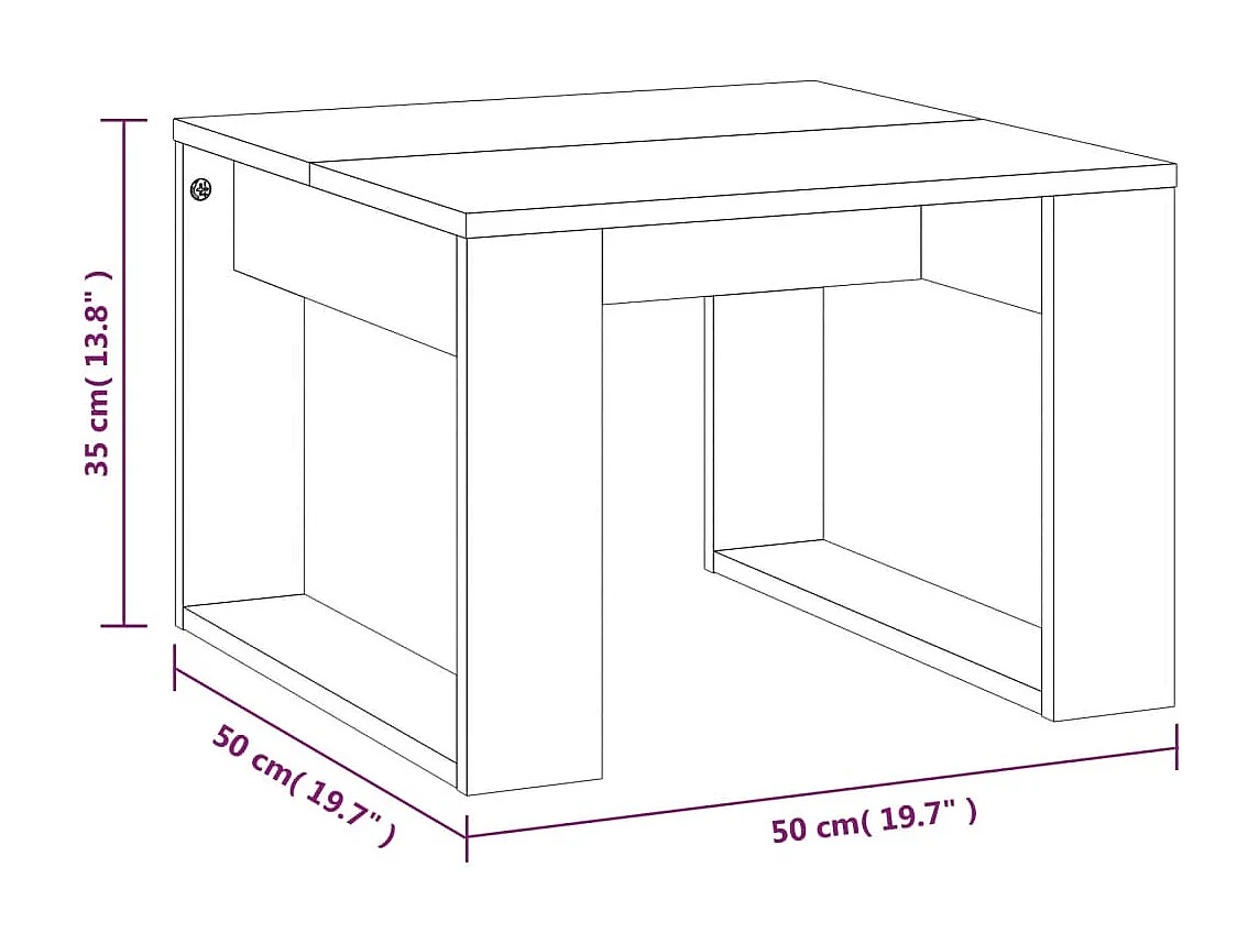 Mesa de apoio 50x50x35 cm derivados de madeira cinzento sonoma