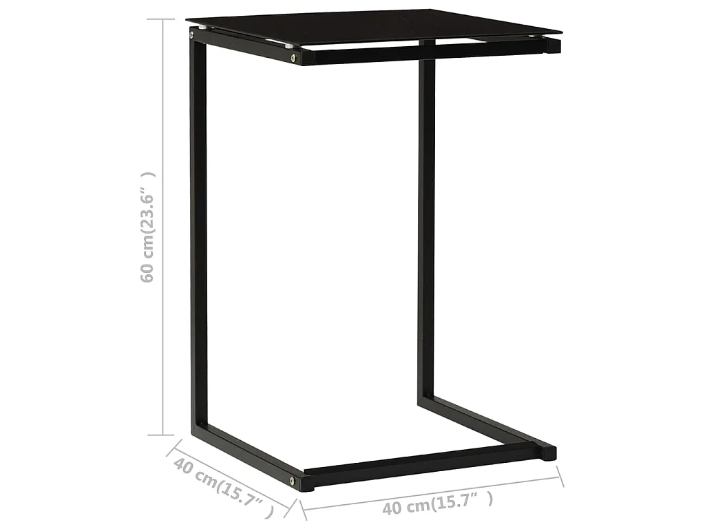 Table d'appoint Noir 40x40x60 cm Verre trempé