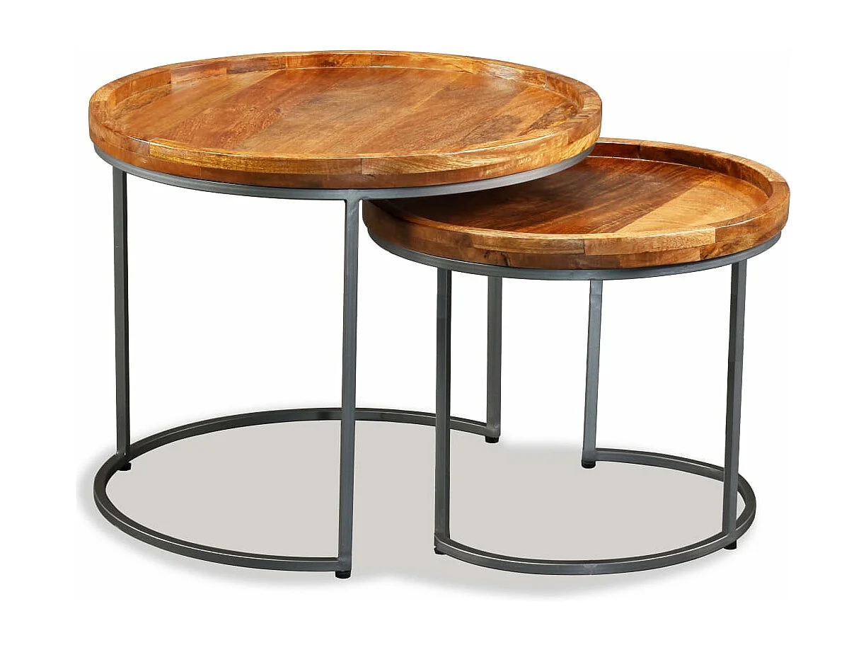 Beistelltisch-Set 2 Stk. Mangoholz Massiv