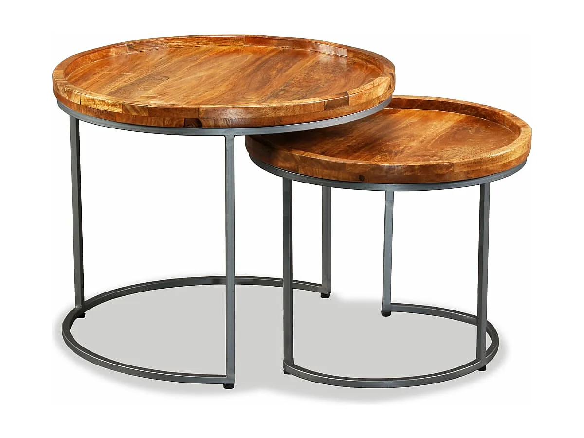 Beistelltisch-Set 2 Stk. Mangoholz Massiv