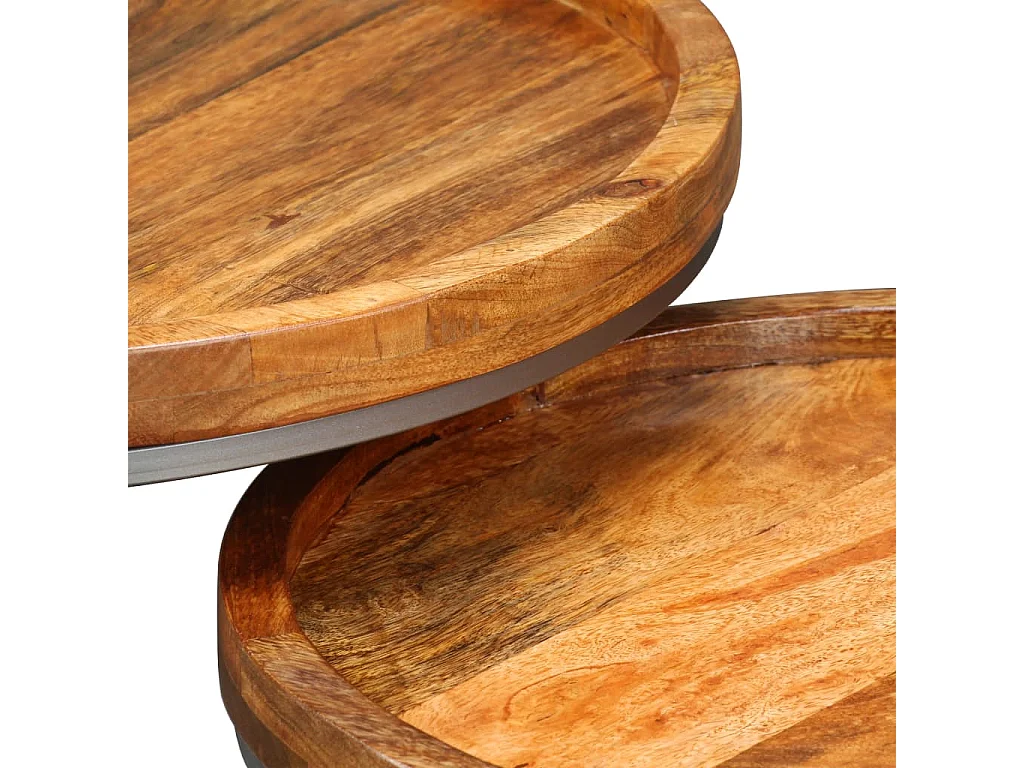 Set Tavolini da Salotto 2 pz in Legno Massello di Mango