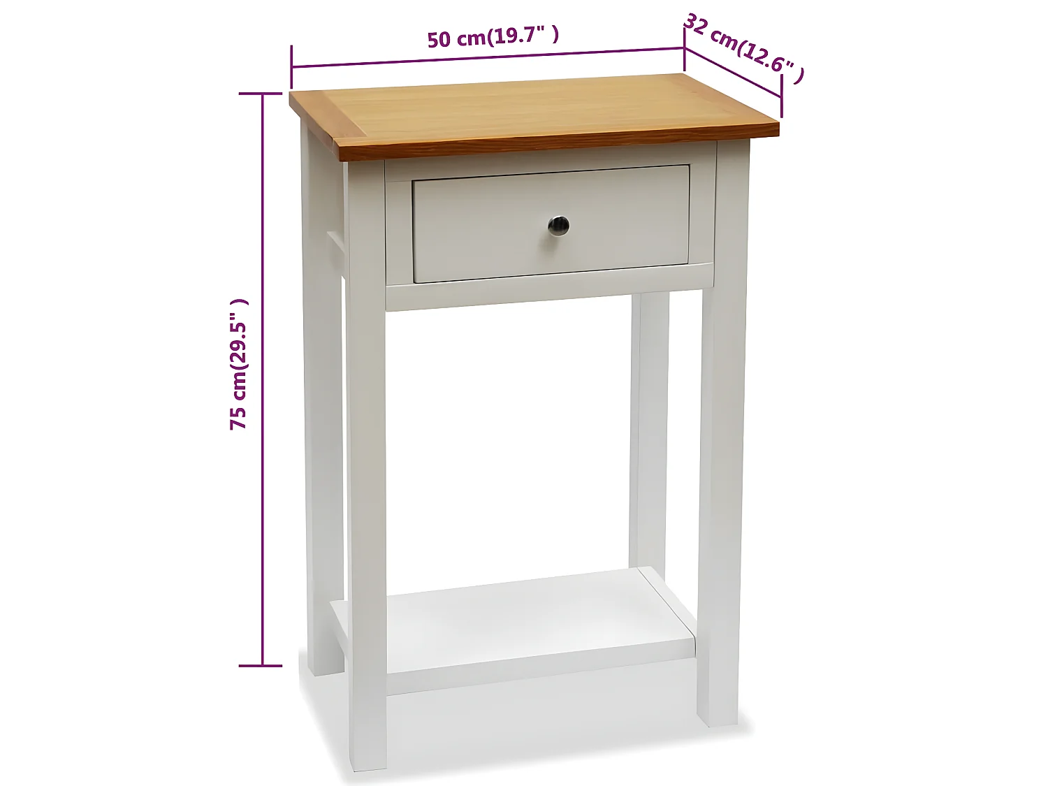 Beistelltisch 50x32x75 cm Massivholz Eiche