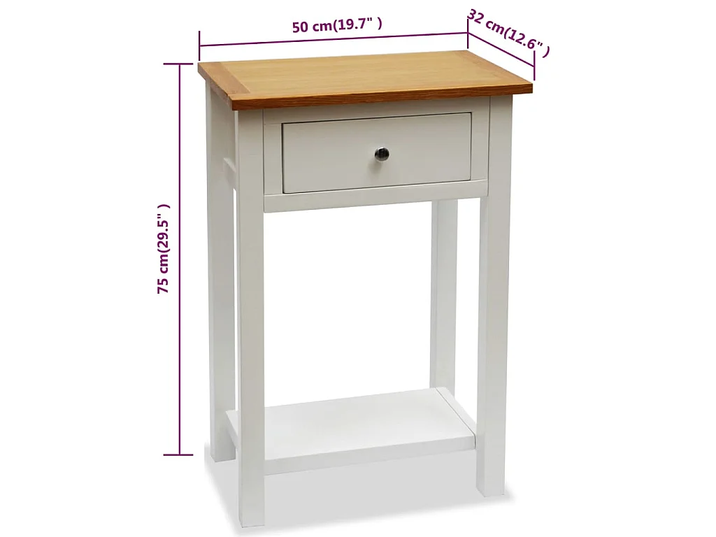 Beistelltisch 50x32x75 cm Massivholz Eiche