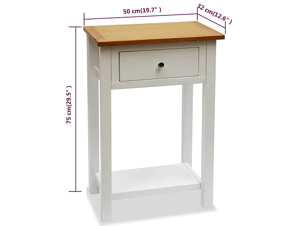 Beistelltisch 50x32x75 cm Massivholz Eiche
