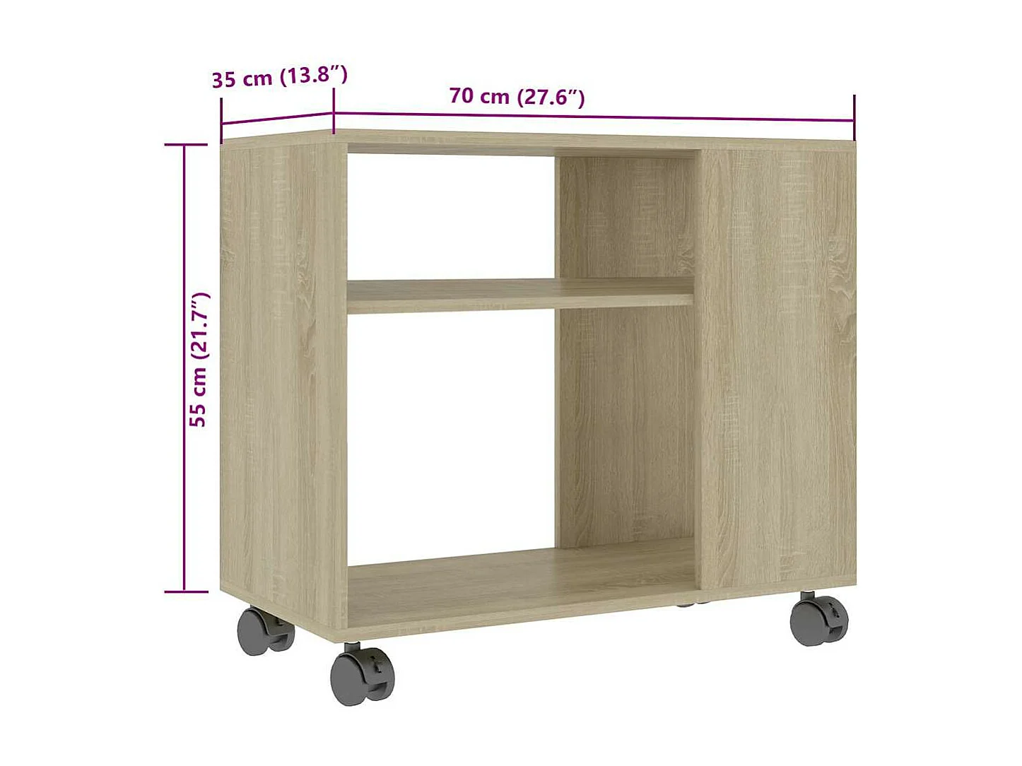 Tavolino da Salotto Rovere Sonoma 70x35x55 cm Legno Multistrato