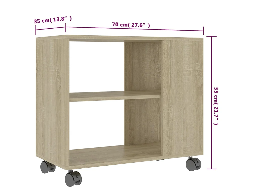 Beistelltisch Sonoma-Eiche 70x35x55 cm Holzwerkstoff