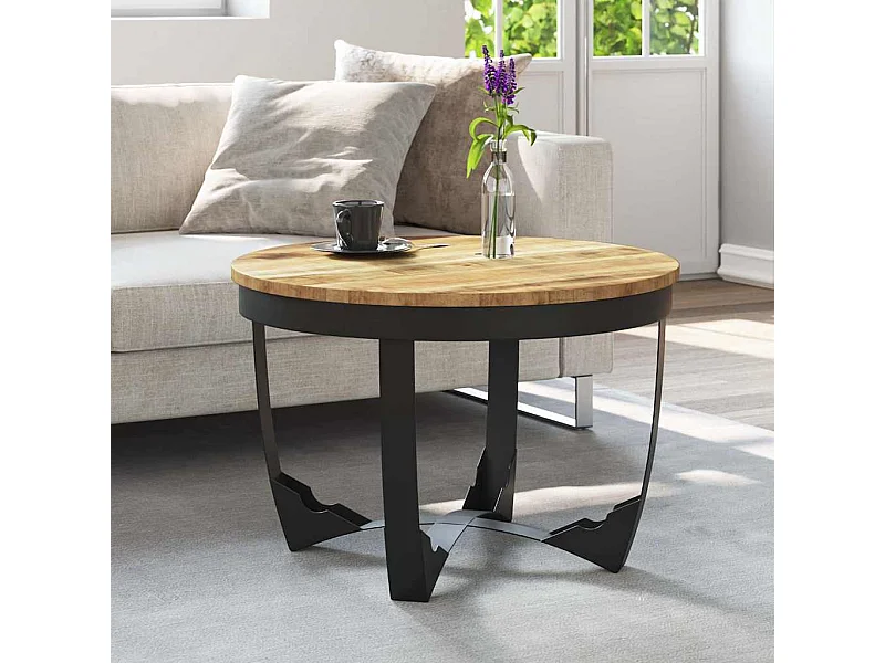 Mesa de centro madeira de mangueira maciça áspera 60x40 cm